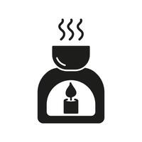 Essential Oil Burner Silhouette Icon. Aromatherapy for Relaxation and Sleep Glyph Symbol. Calming Essential Oil Diffuser. Isolated Illustration vector