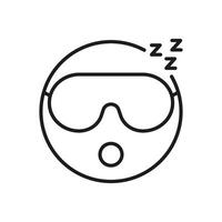 Sleeping Face With Eye Mask And ZZZ Line Icon. Relaxing Sleep Symbol With Eyewear Outline Symbol. Relaxation And Rest Concept. Editable Stroke. Isolated Illustration vector