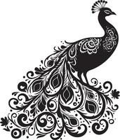 A peacock with ornate patterns on its back vector