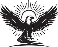 Eagle with sunburst on white background vector