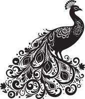 A peacock with ornate patterns on its back vector