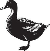 A black and white drawing of a duck vector