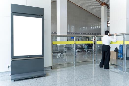 Fabric Pop Up basic unit Advertising banner media display backdrop, empty background. photo