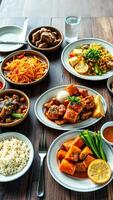 array delicious dishes ready a meal photo