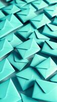 teal envelopes create an abstract photo