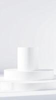 white cylindrical platform product display photo