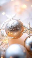 silver snowflake ornament with soft lighting photo