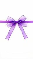 purple ribbon bow on a white background photo