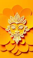 golden face design on an background photo
