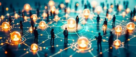 network interconnected figures representing global communication photo
