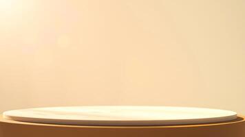 white platform on a brown base with warm lighting photo