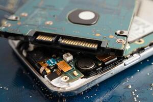 Repairing and upgrade circuit mainboard of notebook, electronic, computer hardware and technology. photo