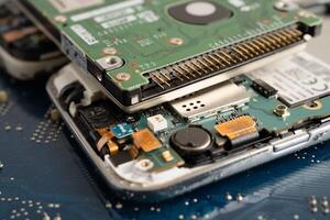 Repairing and upgrade circuit mainboard of notebook, electronic, computer hardware and technology. photo
