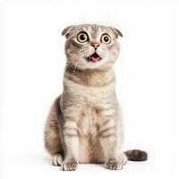 Cute Scottish Fold cat with wide eyes photo