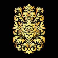 Golden floral pattern on black background vector