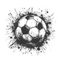 Soccer ball with splats and paint splatters on a white background vector