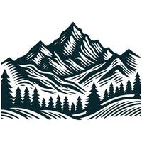 Mountain landscape with trees and mountains illustration vector