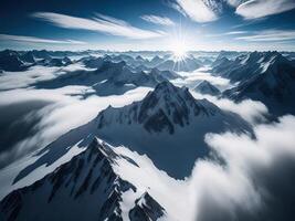 A view of the mountains from above the clouds photo