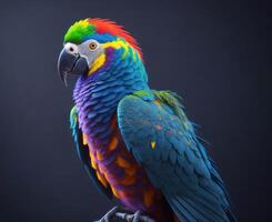 A colorful parrot is sitting on a branch photo