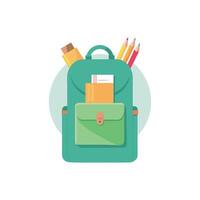Backpack with school supplies and pencils vector