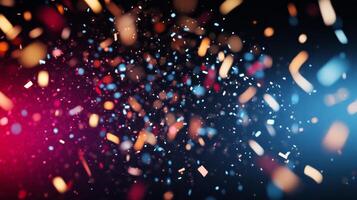 Festive Colorful Confetti Explosion on Black Background , Celebration, Party, Birthday, New Year photo