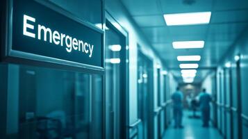 Emergency Room Hospital Corridor with Motion Blur of Medical Staff for Health and Healthcare photo