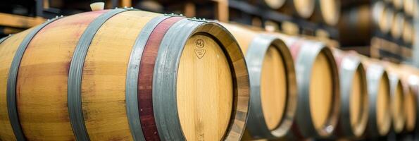 Oak Wine Barrels, Winemaking Process, Wine Storage, Traditional Wine Cellar, Wine Production photo
