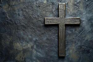 Cross against textured background, religious symbol photo