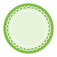 Blank Round Frame with Green Border and Scalloped Edge vector