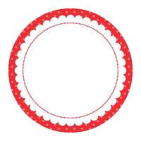 Simple Decorative Round Red Border with Dots and Scallops vector