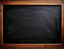 Blackboard background with wooden frame and empty space for text photo