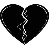 A broken heart icon with a black background vector