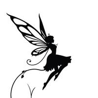 A silhouette of a fairy flying with wings vector