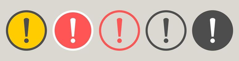 Circular Alert Icons with Exclamation Marks. vector