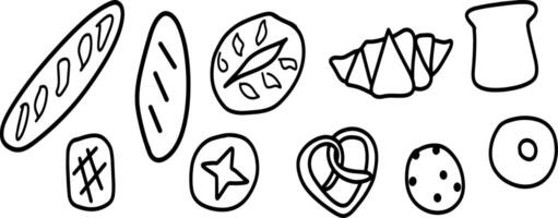 Bakery Bread Art in Simple Doodle Style vector