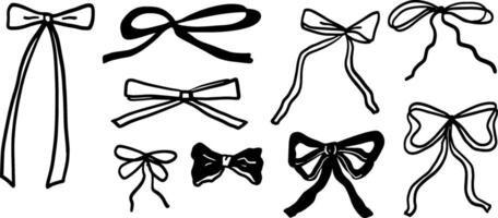 Cute Gift Bows in Minimalist Doodle Style vector