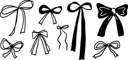 Simple Ribbon and Bow Doodles for Creative Projects vector