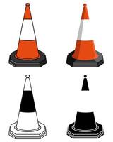 Set of Traffic Cones in different designs isolated on a white background vector