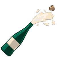 Champagne bottles with the cork popping in a cartoon style isolated on a white background vector