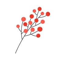 Branch with berries isolated cute illustration. Flat and doodle decorative elements. vector
