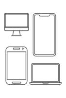 phone screen line art icon. handphone symbol. monitor and computer screen vector