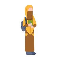 Niqab Student With Book vector