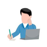 Man Working On Laptop vector