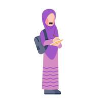 Hijab Student Writing While Standing vector