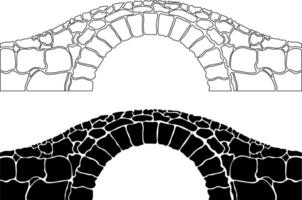 side view stone arch bridge icon set vector