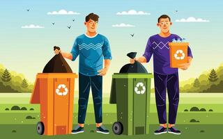 People Sorting Garbage Illustration vector