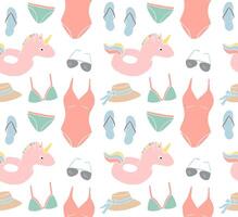Seamless pattern of beach accessories vector