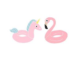 Flamingo and unicorn floating vector