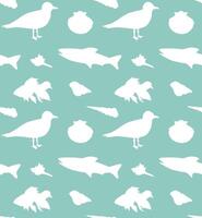 Seamless pattern of sea fish and shell vector