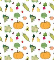 Seamless pattern of fruit and vegetables vector